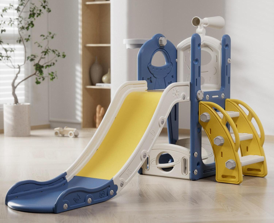 PLAYJOY Zjeżdżalnia dla dzieci domowa ogrodowa wolnostojąca wielokolorowa akcesoria zestaw 155cm - obrazek 6