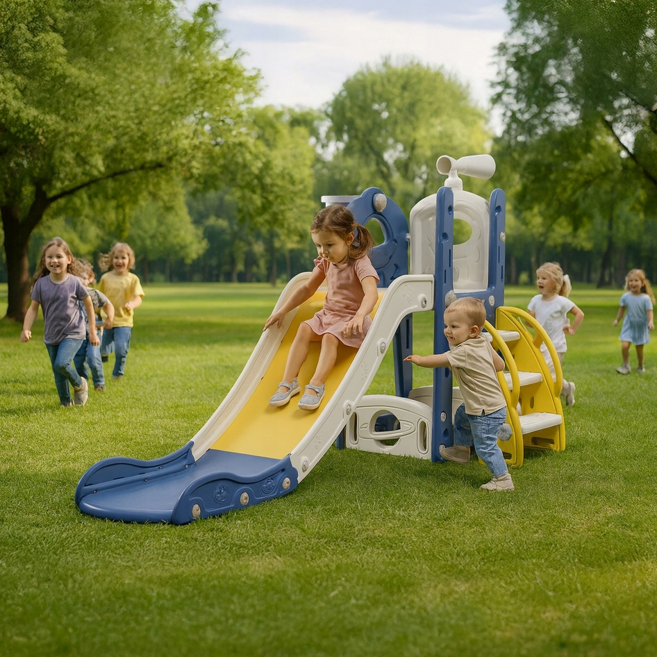 PLAYJOY Zjeżdżalnia dla dzieci domowa ogrodowa wolnostojąca wielokolorowa akcesoria zestaw 155cm - obrazek 7