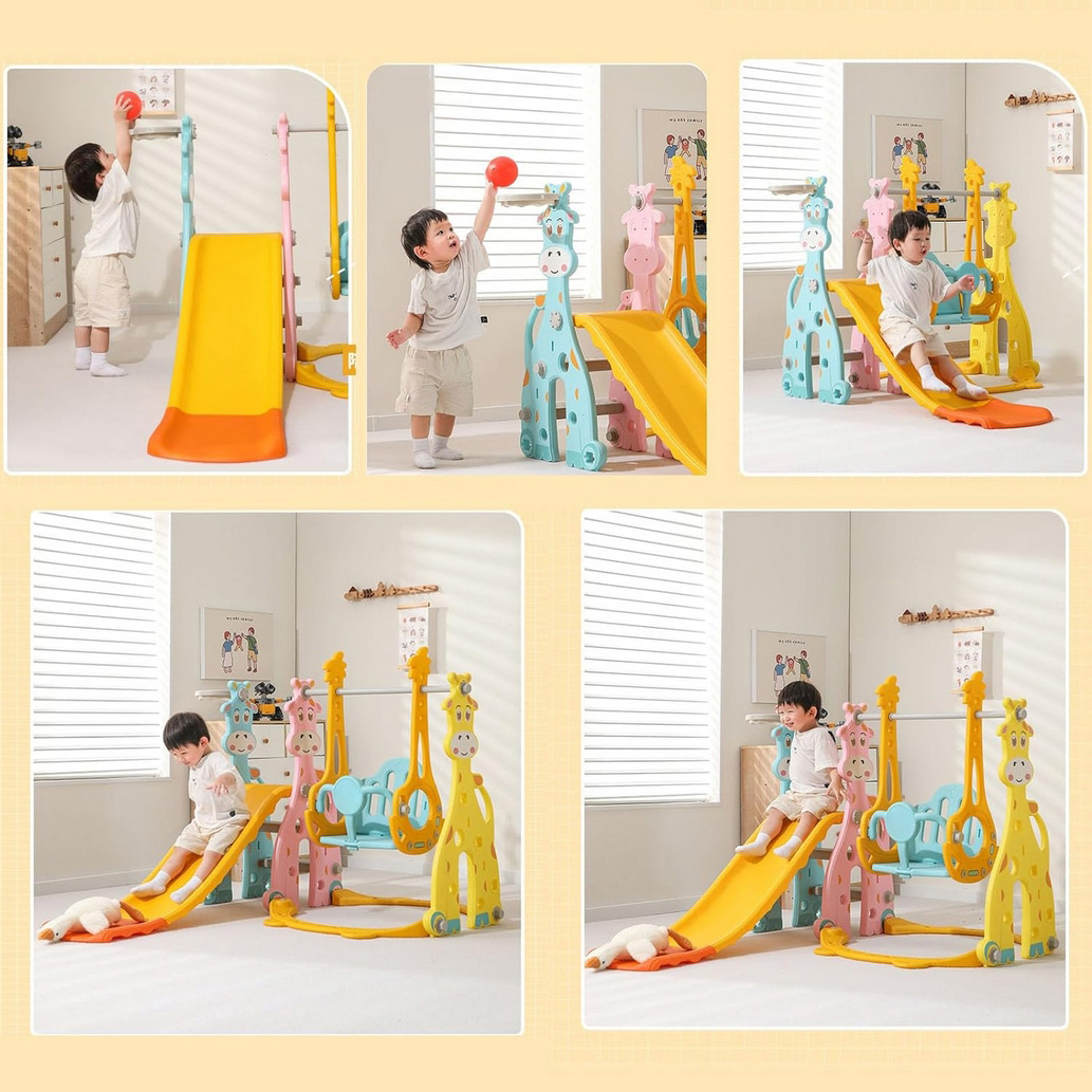 PLAYJOY Zjeżdżalnia dla dzieci huśtawka domowa ogrodowa wolnostojąca wielokolorowa akcesoria zestaw 160cm - obrazek 4
