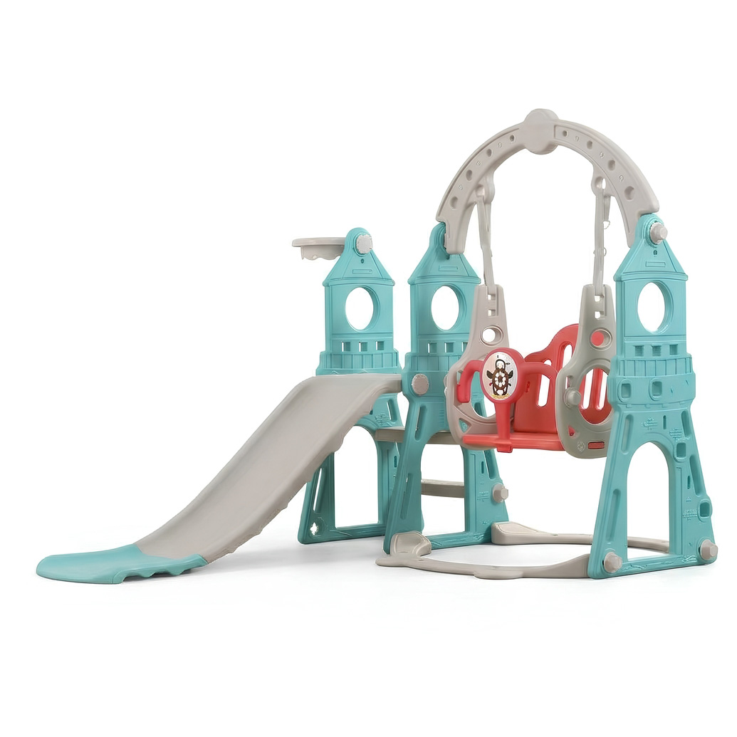 PLAYJOY Zjeżdżalnia dla dzieci huśtawka domowa ogrodowa wolnostojąca wielokolorowa akcesoria zestaw 160cm