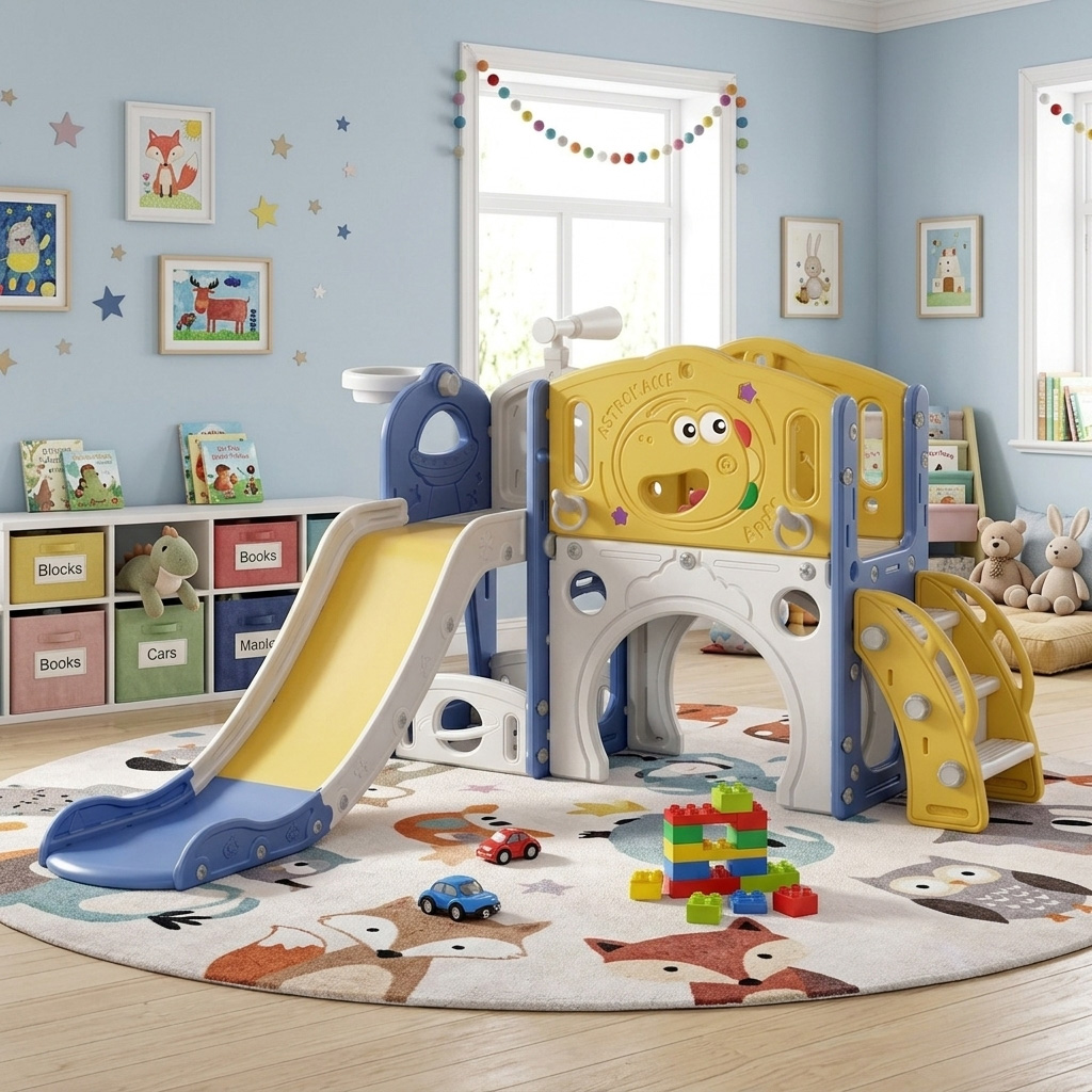 PLAYJOY Zjeżdżalnia dla dzieci domowa ogrodowa wolnostojąca wielokolorowa akcesoria zestaw 155cm - obrazek 3