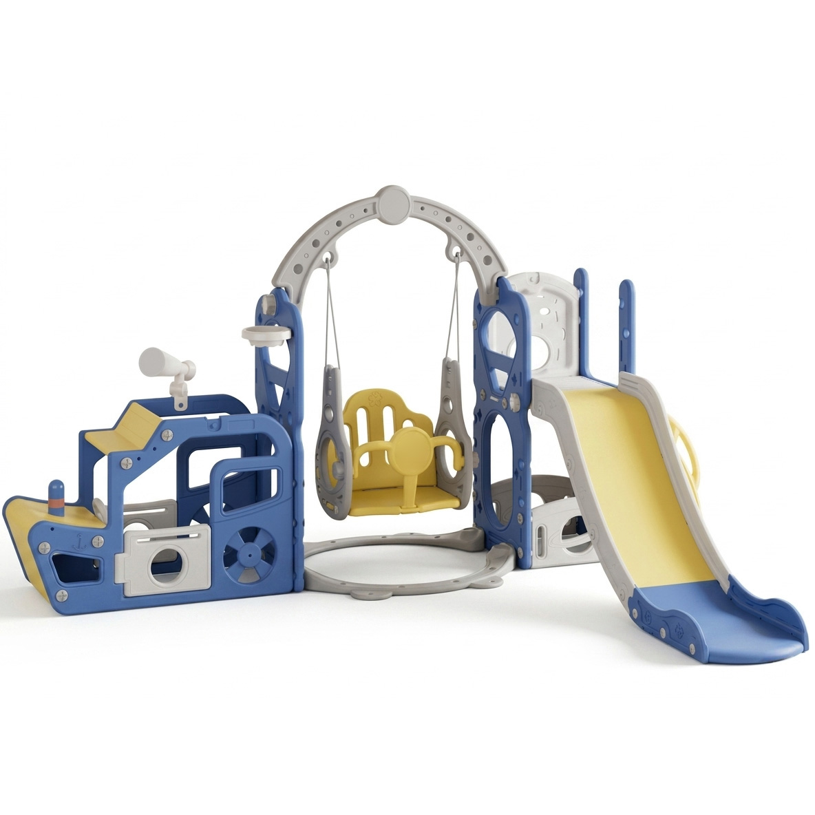 PLAYJOY Zjeżdżalnia dla dzieci huśtawka domowa ogrodowa wolnostojąca wielokolorowa akcesoria zestaw 220cm