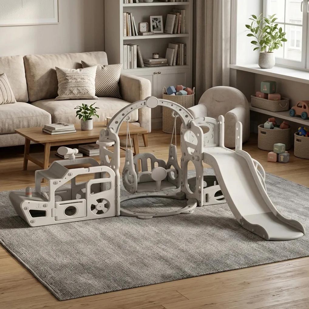 PLAYJOY Zjeżdżalnia dla dzieci huśtawka domowa ogrodowa wolnostojąca wielokolorowa akcesoria zestaw 220cm - obrazek 4