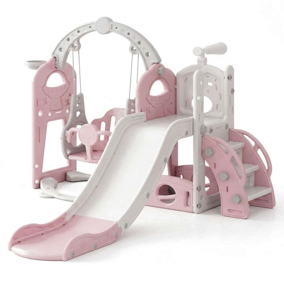 PLAYJOY Zjeżdżalnia dla dzieci huśtawka domowa ogrodowa wolnostojąca wielokolorowa akcesoria zestaw 170cm