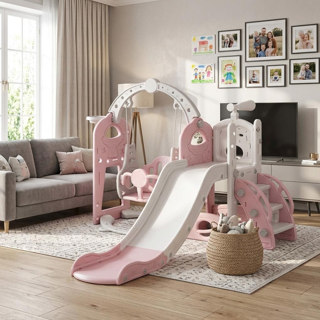 PLAYJOY Zjeżdżalnia dla dzieci huśtawka domowa ogrodowa wolnostojąca wielokolorowa akcesoria zestaw 170cm - obrazek 3