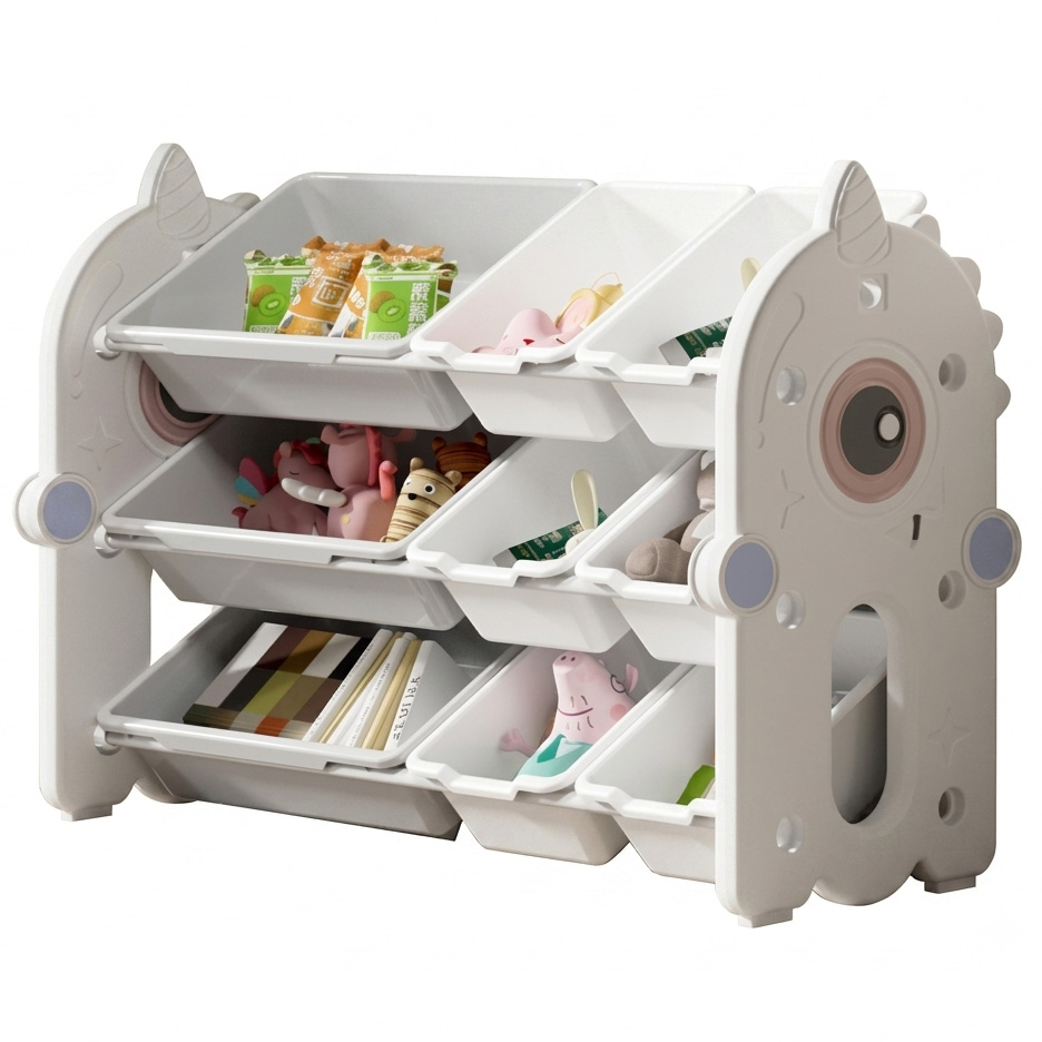 PLAYJOY Regał na zabawki książki organizer pojemnik domek dziecięcy dla dziecka wielopoziomowy zestaw 84cm