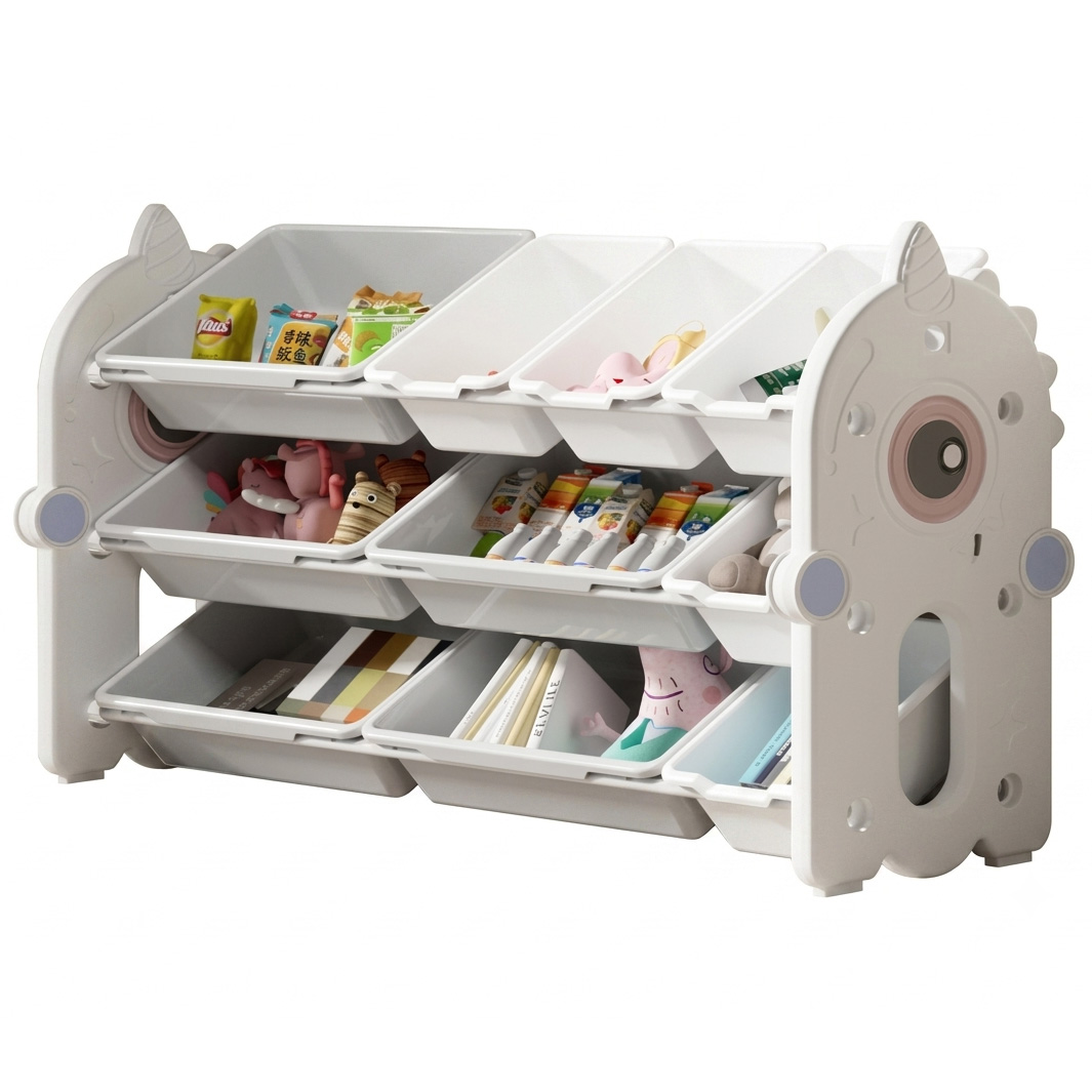 PLAYJOY Regał na zabawki książki organizer pojemnik domek dziecięcy dla dziecka wielopoziomowy zestaw 105cm