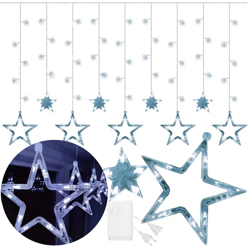 XMAS Kurtyna świetlna led drucik lampki choinkowe girlanda na prąd biały zimny 3m + flash