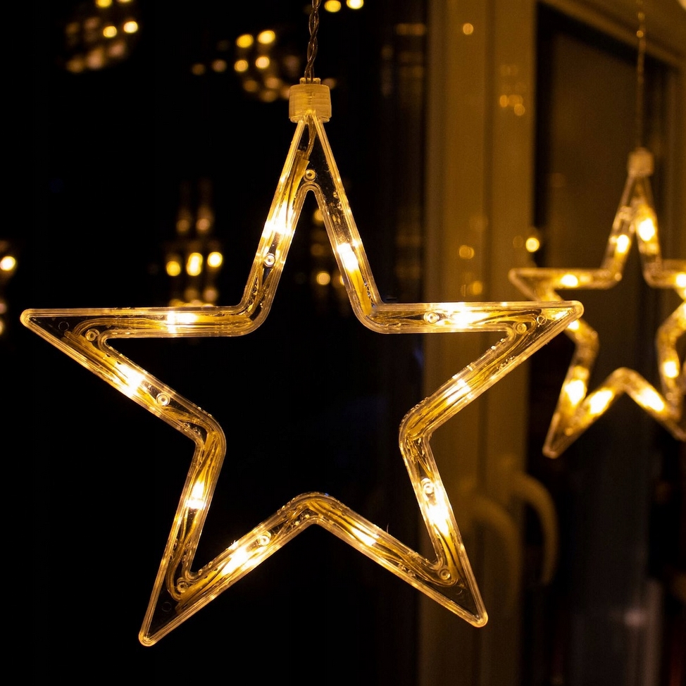 XMAS Kurtyna świetlna led drucik lampki choinkowe girlanda na prąd biały ciepły 3m + flash - obrazek 6