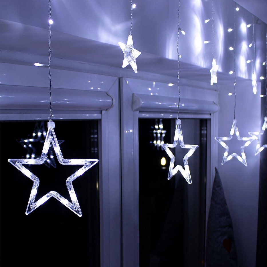 XMAS Kurtyna świetlna led drucik lampki choinkowe girlanda na prąd biały zimny 3m + flash - obrazek 5