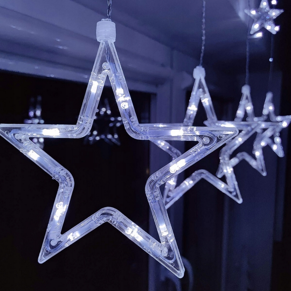 XMAS Kurtyna świetlna led drucik lampki choinkowe girlanda na prąd biały zimny 3m + flash - obrazek 6