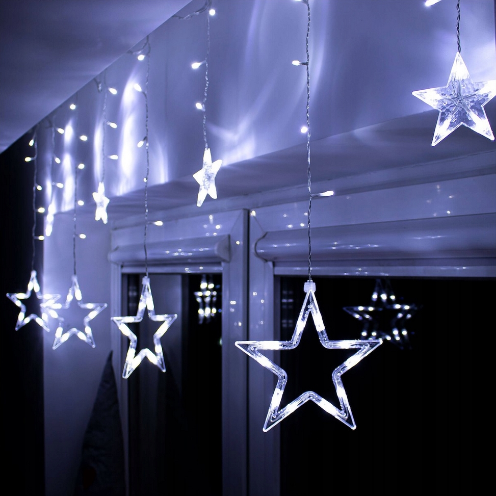 XMAS Kurtyna świetlna led drucik lampki choinkowe girlanda na prąd biały zimny 3m + flash - obrazek 7