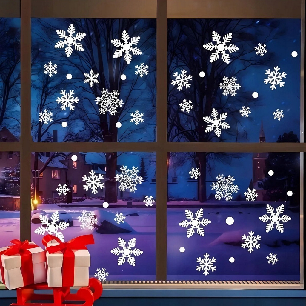XMAS Naklejki świąteczne ozdoba na okno szybę śnieżynki płatki śniegu 26szt - obrazek 3