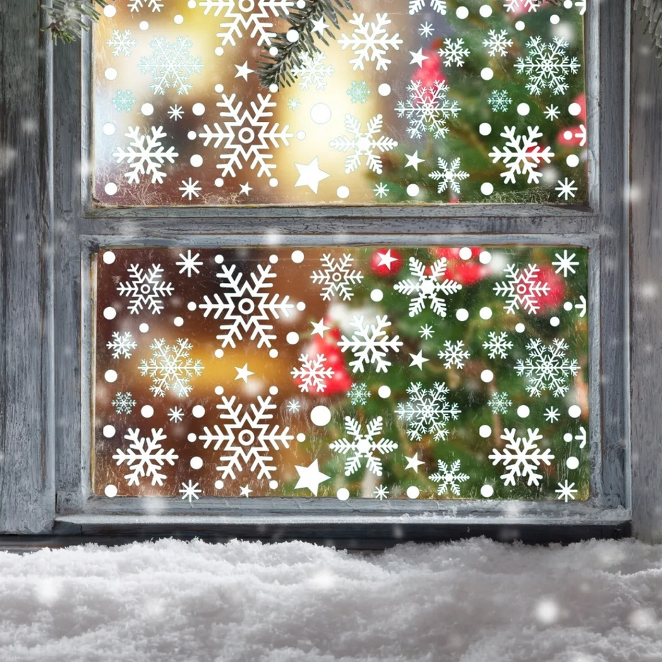 XMAS Naklejki świąteczne ozdoba na okno szybę śnieżynki płatki śniegu 26szt - obrazek 5
