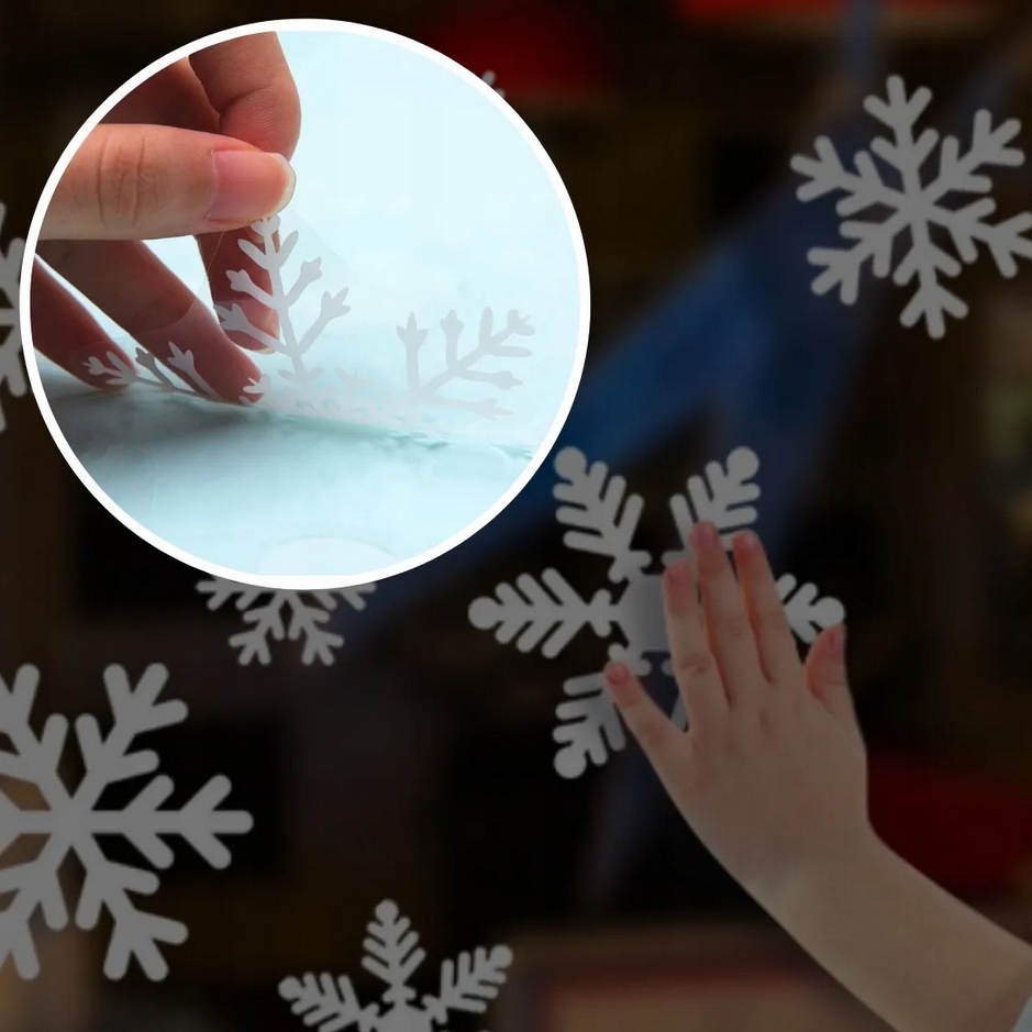 XMAS Naklejki świąteczne ozdoba na okno szybę śnieżynki płatki śniegu 25szt - obrazek 6