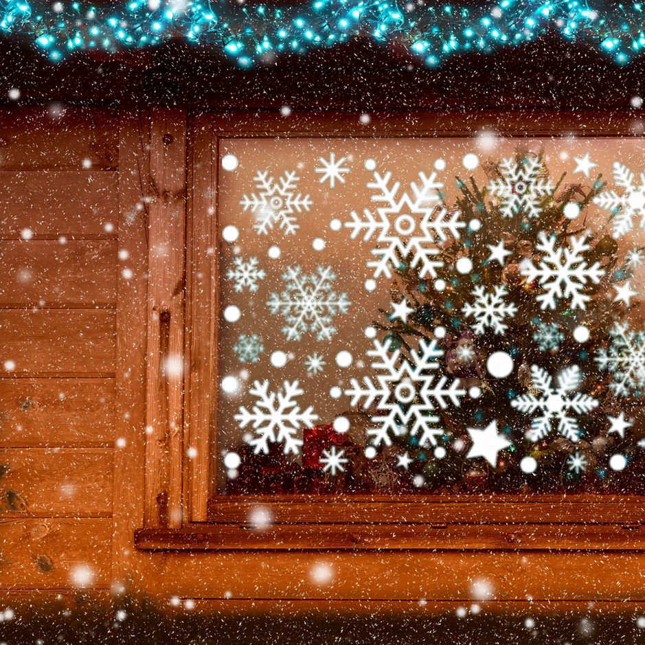 XMAS Naklejki świąteczne ozdoba na okno szybę śnieżynki płatki śniegu 25szt - obrazek 7