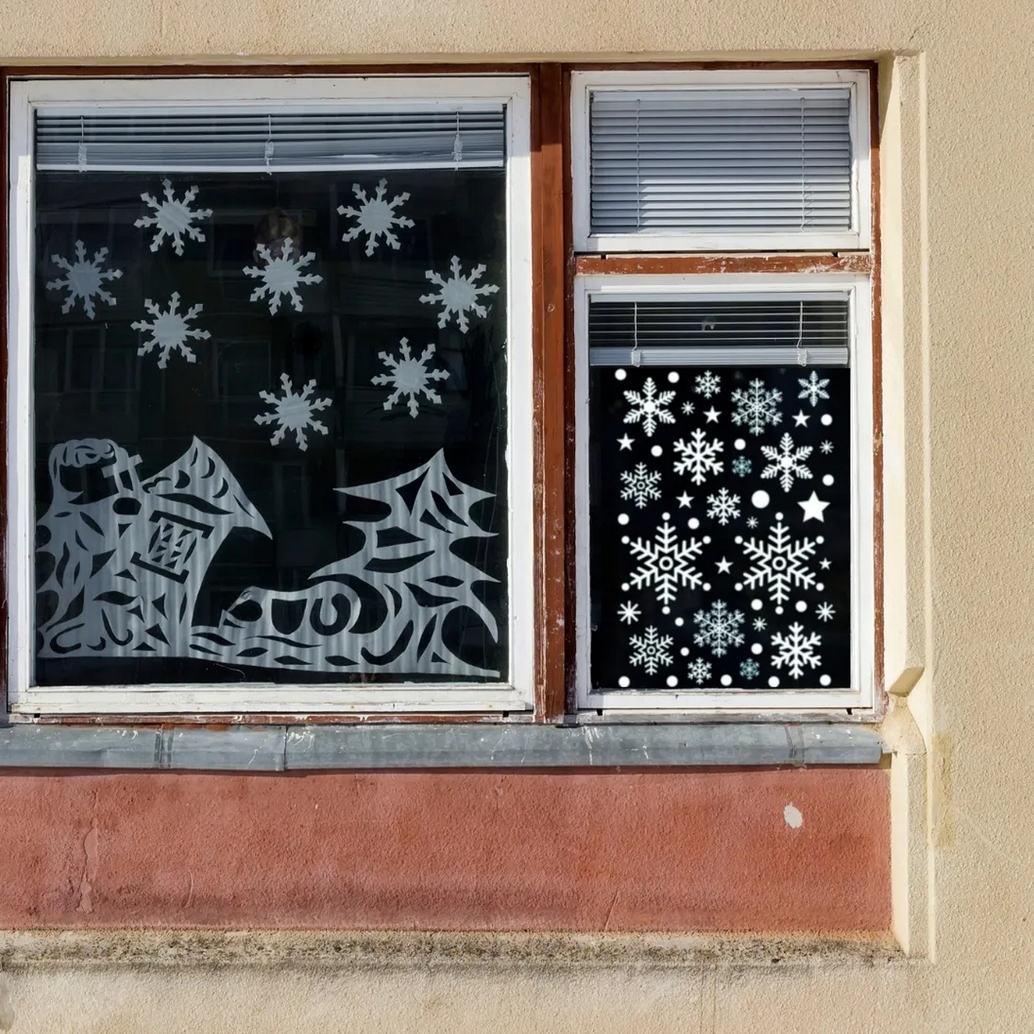 XMAS Naklejki świąteczne ozdoba na okno szybę śnieżynki płatki śniegu 25szt - obrazek 9