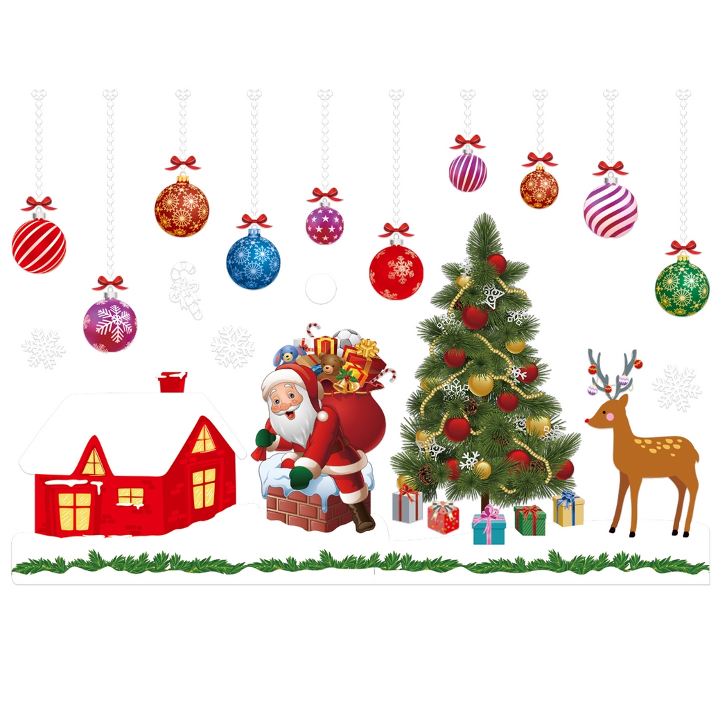 XMAS Naklejki świąteczne na szybę okno ozdoba dekoracja świąteczna mikołaj święta 2 arkusze - obrazek 3