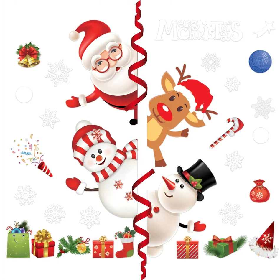 XMAS Naklejki świąteczne na szybę okno ozdoba dekoracja świąteczna mikołaj święta 2 arkusze
