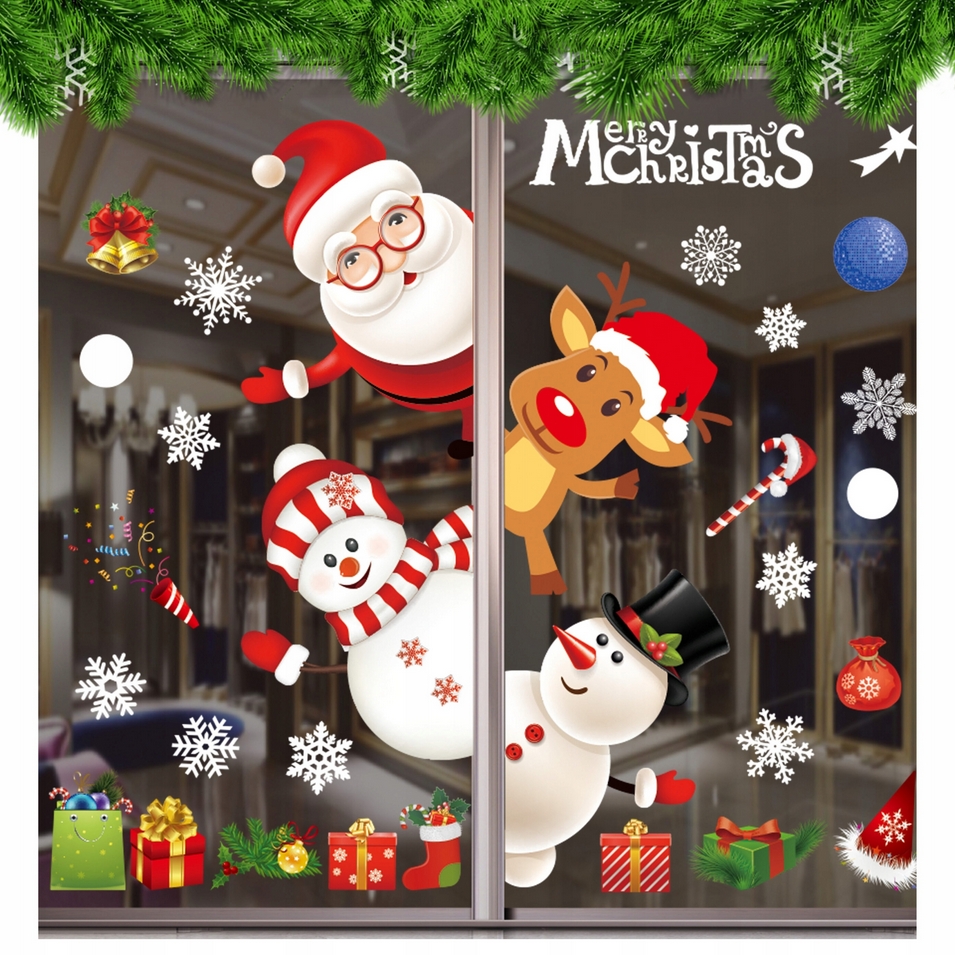 XMAS Naklejki świąteczne na szybę okno ozdoba dekoracja świąteczna mikołaj święta 2 arkusze - obrazek 6