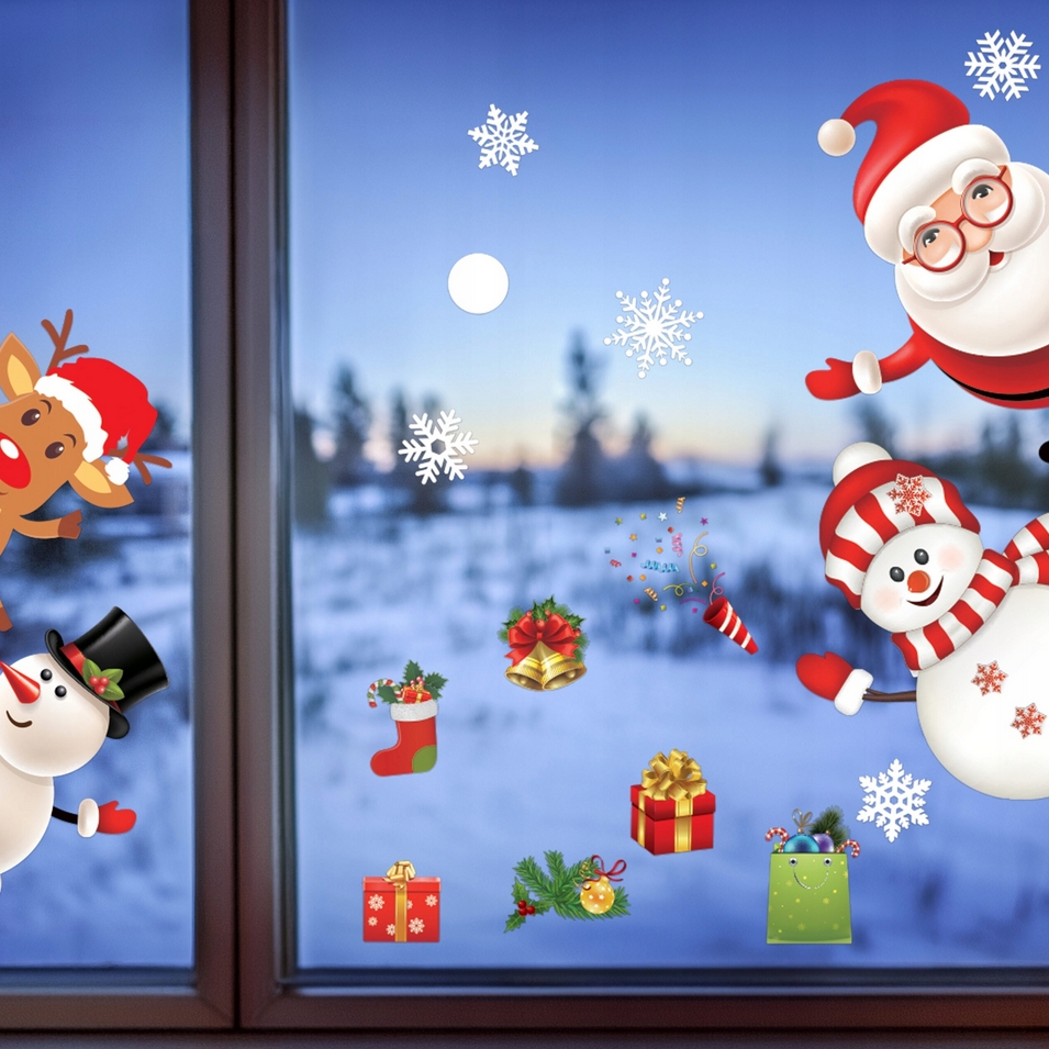 XMAS Naklejki świąteczne na szybę okno ozdoba dekoracja świąteczna mikołaj święta 2 arkusze - obrazek 11