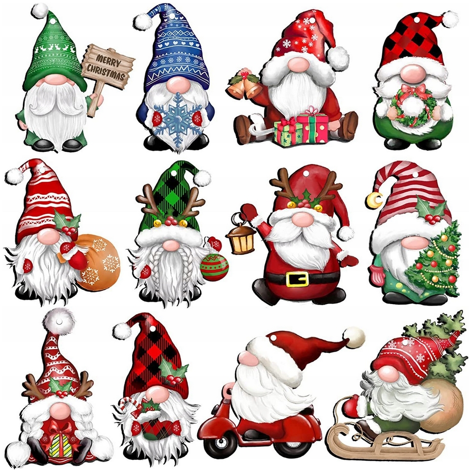 XMAS Świąteczne krasnale do dekoracji choinki ozdoba świąteczna zestaw 12szt