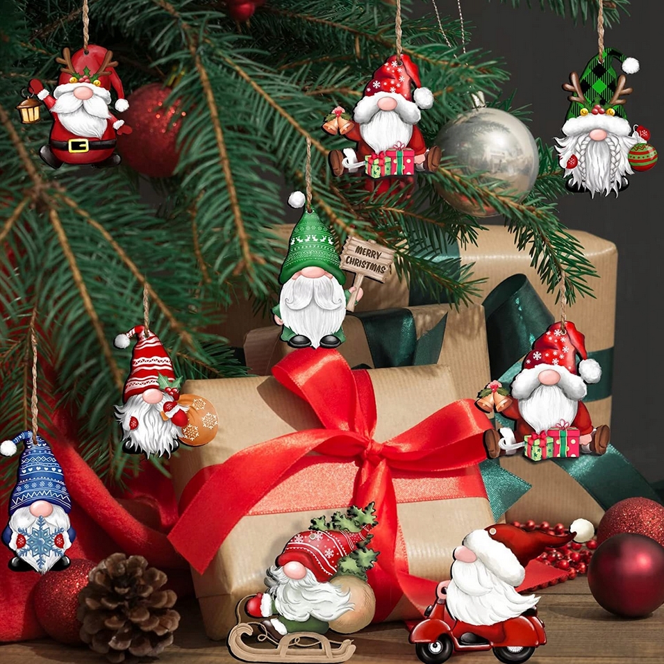XMAS Świąteczne krasnale do dekoracji choinki ozdoba świąteczna zestaw 12szt - obrazek 2