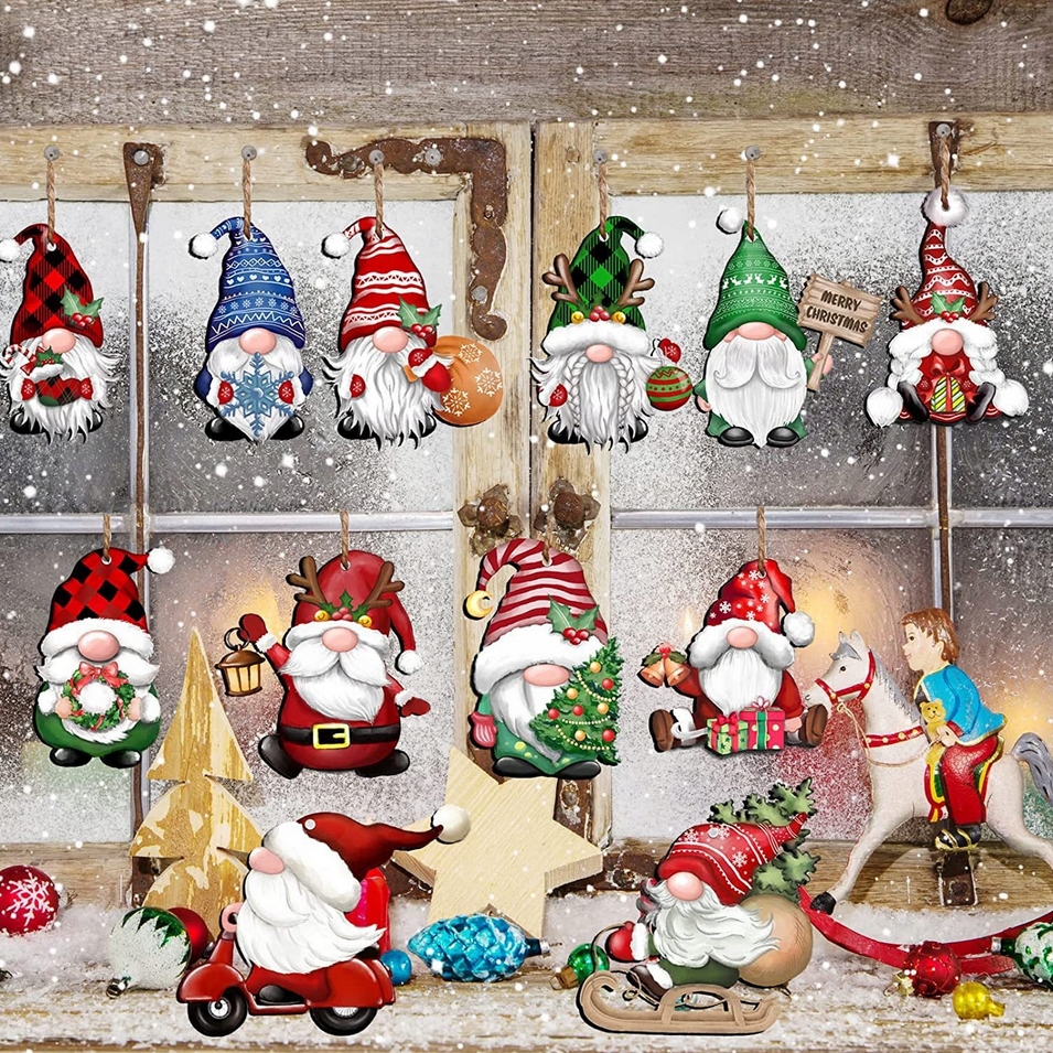 XMAS Świąteczne krasnale do dekoracji choinki ozdoba świąteczna zestaw 12szt - obrazek 3