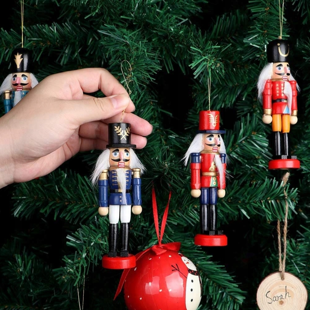 XMAS Drewniany dziadek do orzechów drewno ozdoba świąteczna zawieszki na choinkę zestaw 1szt 12cm - obrazek 2