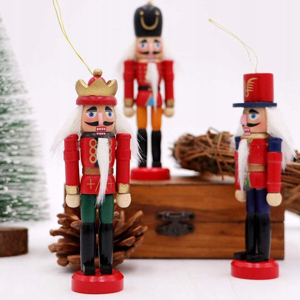 XMAS Drewniany dziadek do orzechów drewno ozdoba świąteczna zawieszki na choinkę zestaw 1szt 12cm - obrazek 3