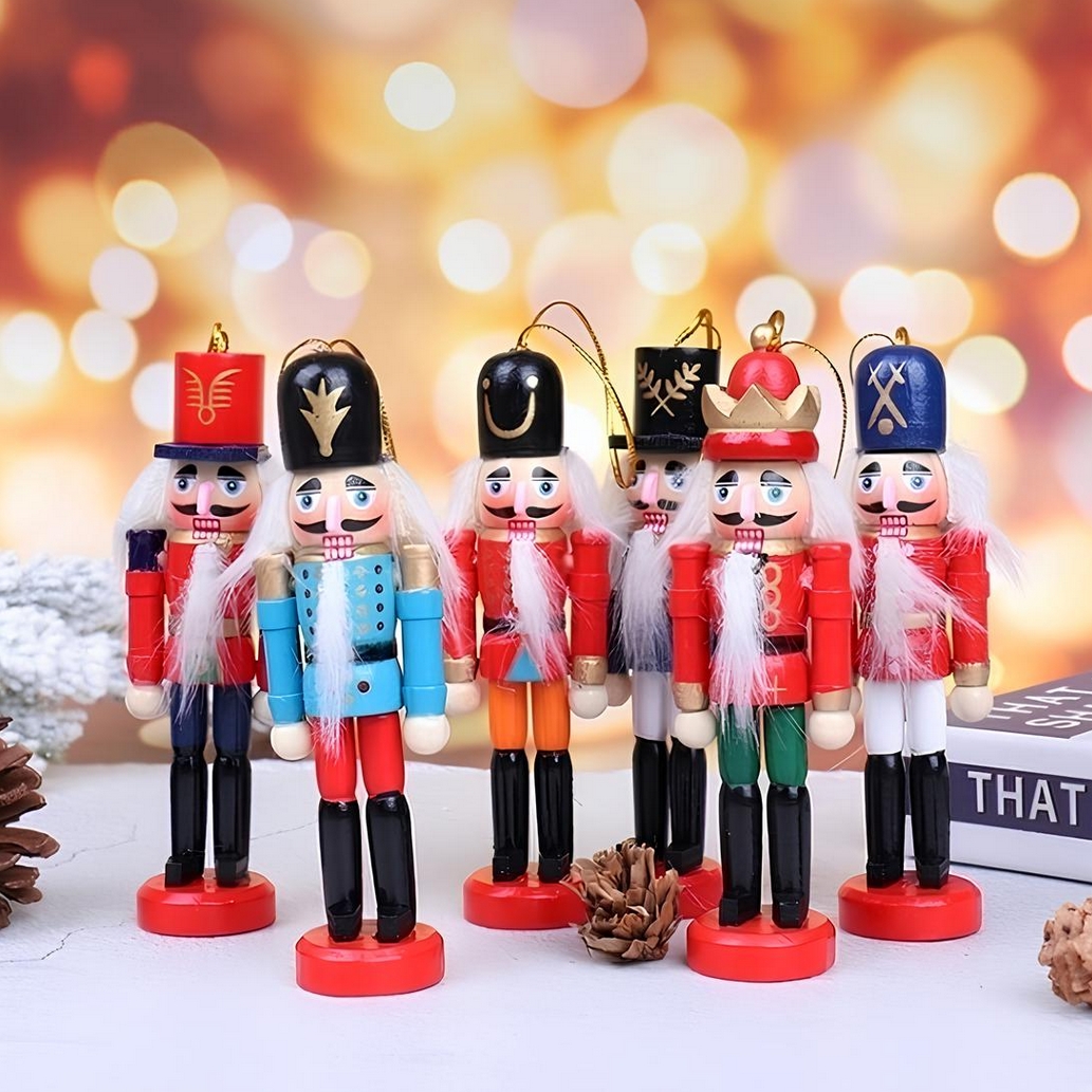 XMAS Drewniany dziadek do orzechów drewno ozdoba świąteczna zawieszki na choinkę zestaw 1szt 12cm - obrazek 5