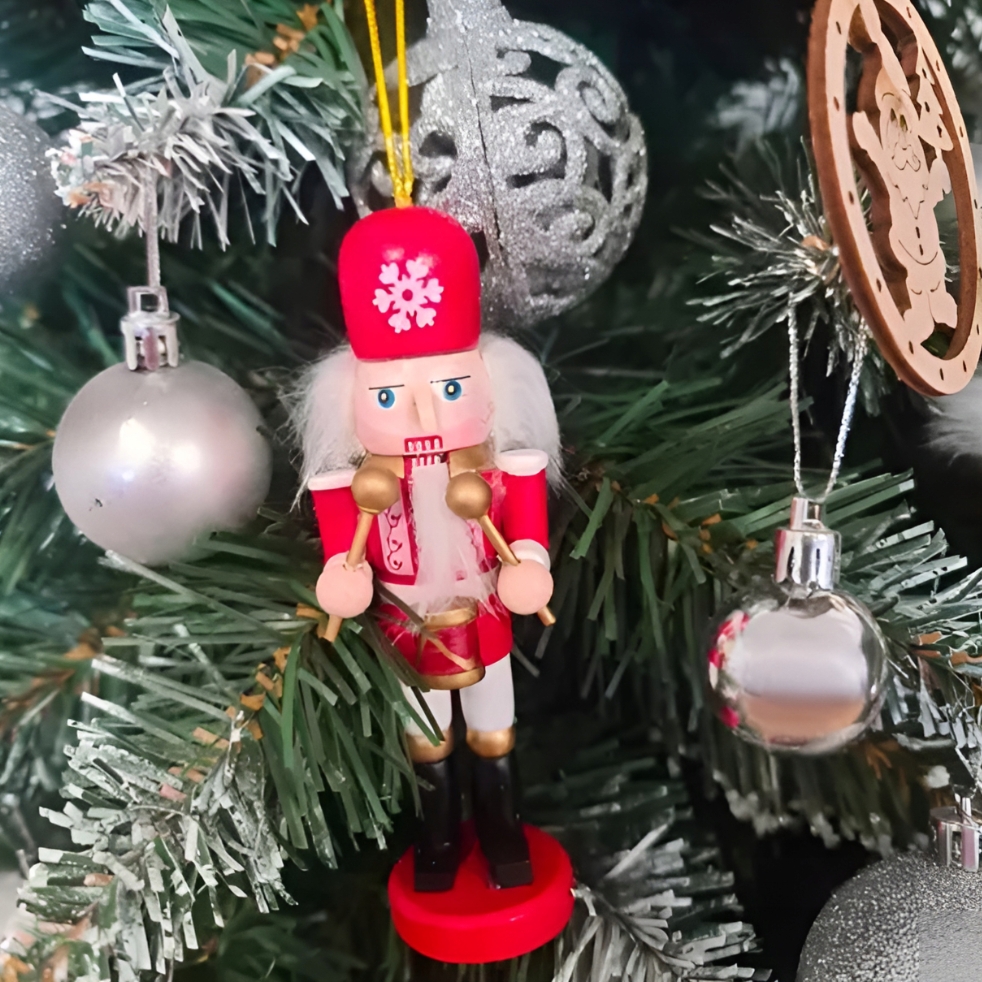 XMAS Drewniany dziadek do orzechów drewno ozdoba świąteczna zawieszki na choinkę 1szt 13cm - obrazek 3