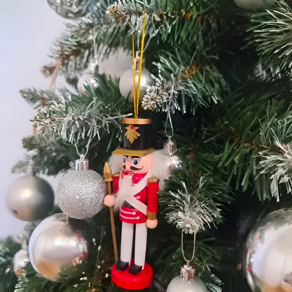 XMAS Drewniany dziadek do orzechów drewno ozdoba świąteczna zawieszki na choinkę 1szt 13cm - obrazek 4