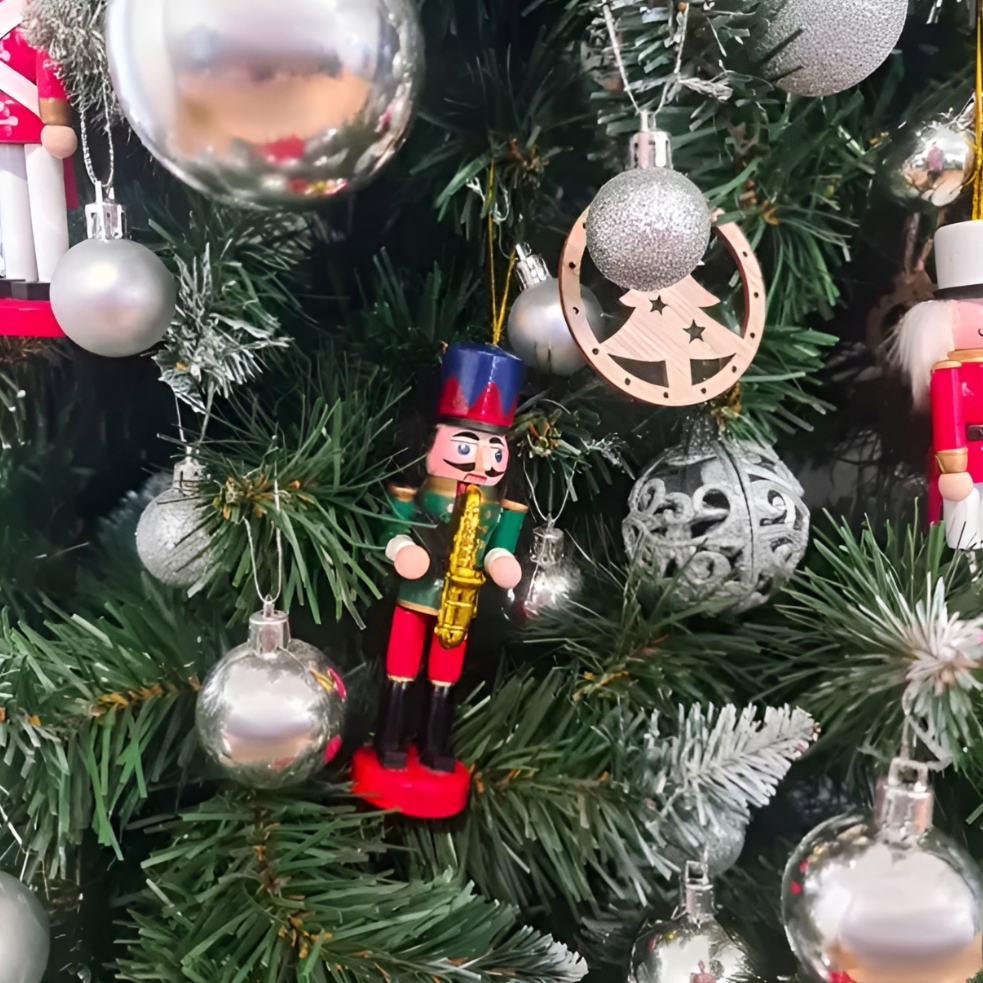 XMAS Drewniany dziadek do orzechów drewno ozdoba świąteczna zawieszki na choinkę 1szt 13cm - obrazek 5
