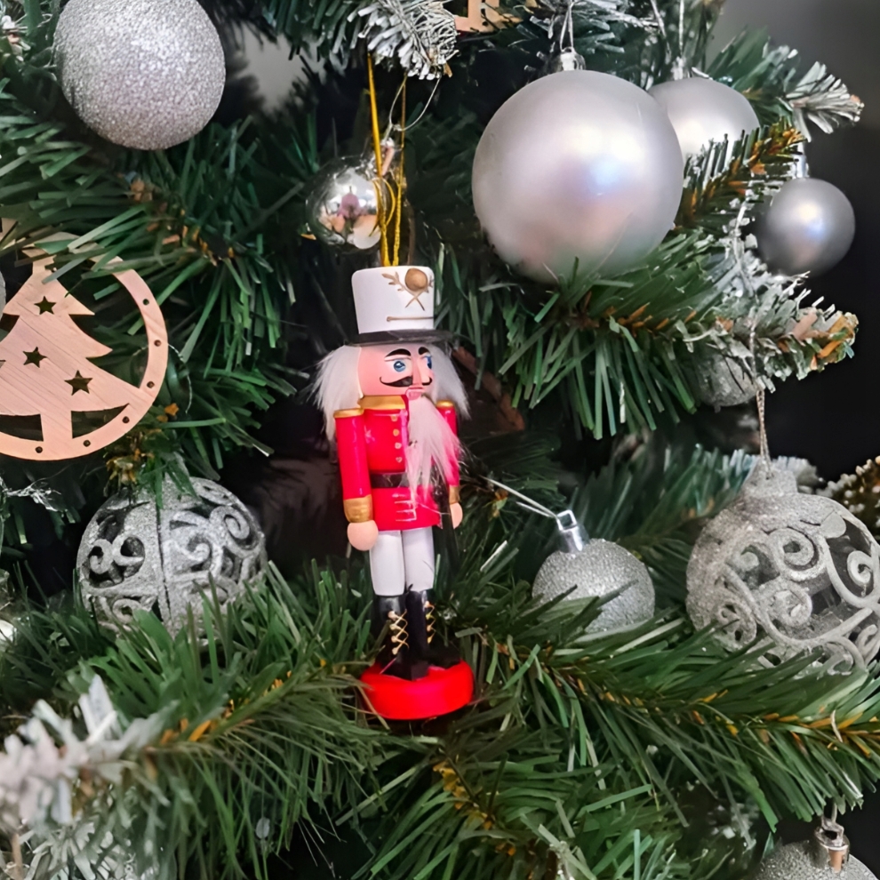 XMAS Drewniany dziadek do orzechów drewno ozdoba świąteczna zawieszki na choinkę 1szt 13cm - obrazek 6