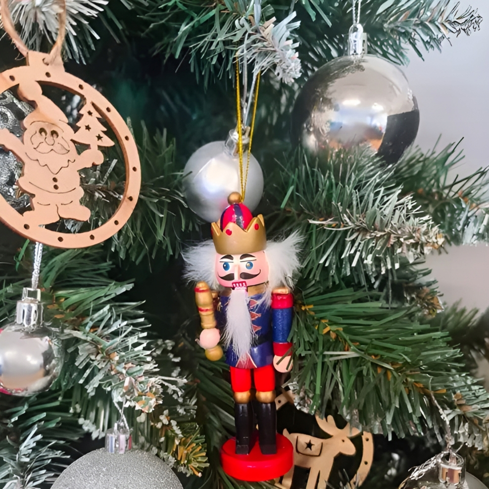 XMAS Drewniany dziadek do orzechów drewno ozdoba świąteczna zawieszki na choinkę 1szt 13cm - obrazek 7