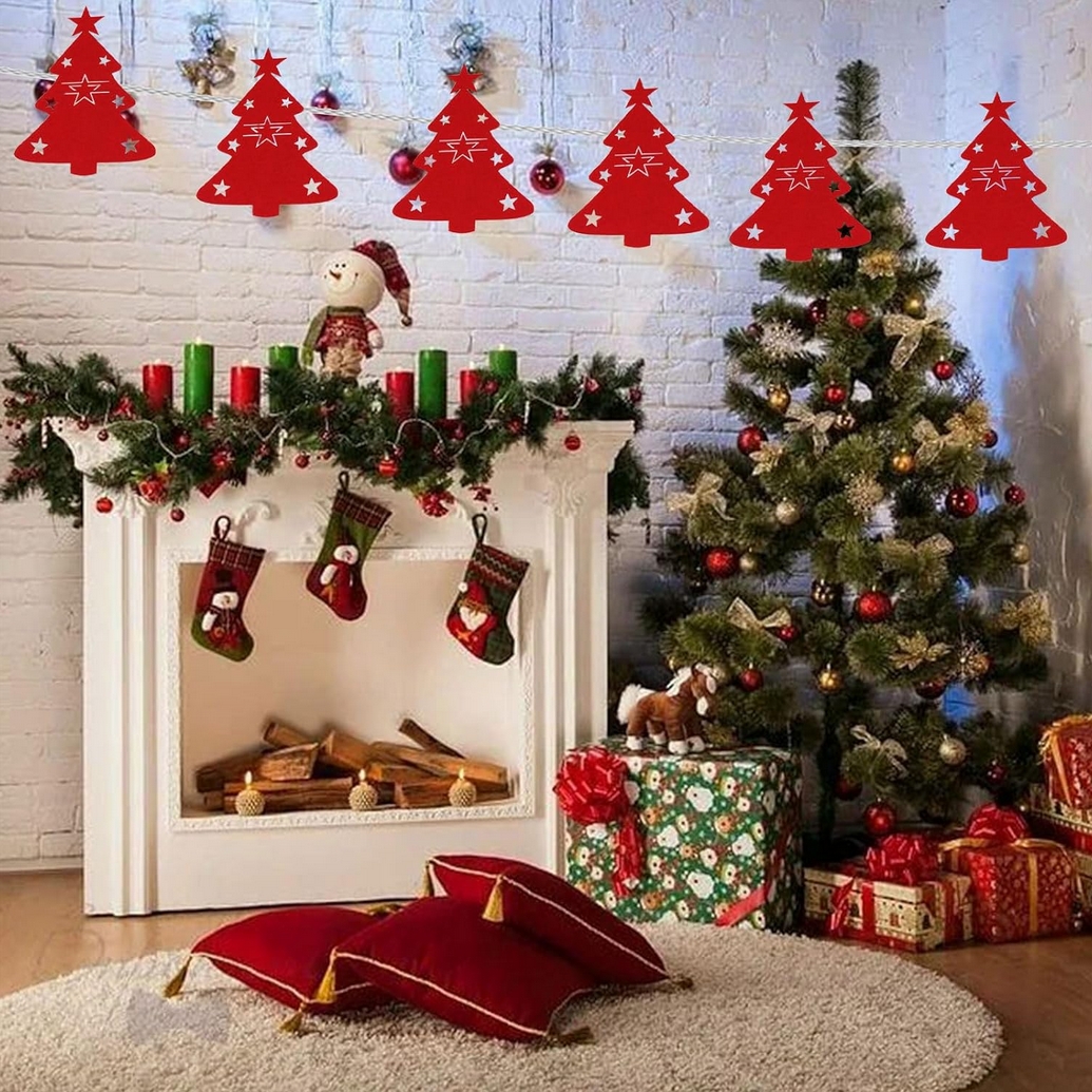 XMAS Etui na sztućce pokrowiec podkładka dekoracja na stół czerwona choinka ozdoba świąteczna 12szt - obrazek 5