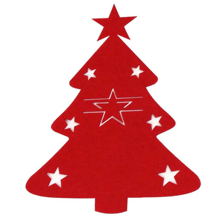 XMAS Etui na sztućce pokrowiec podkładka dekoracja na stół czerwona choinka ozdoba świąteczna 12szt - obrazek 8