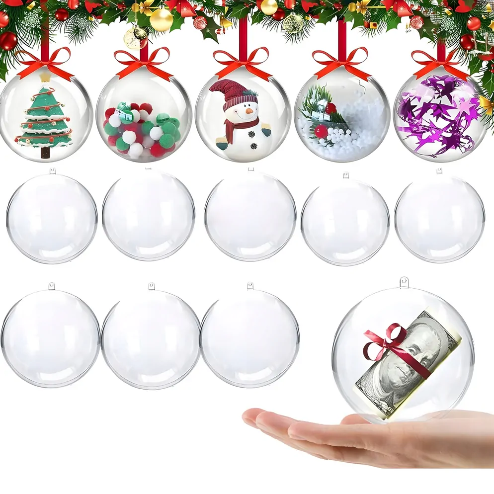 XMAS Bombki akrylowe pełne bombka akrylowa kula pełna składana na choinkę ozdoba świąteczna 12cm 5szt