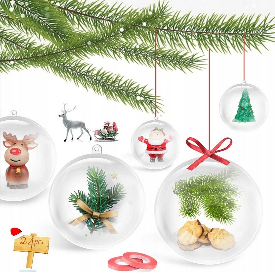 XMAS Bombki akrylowe pełne bombka akrylowa kula pełna składana na choinkę ozdoba świąteczna 10cm 10szt - obrazek 2