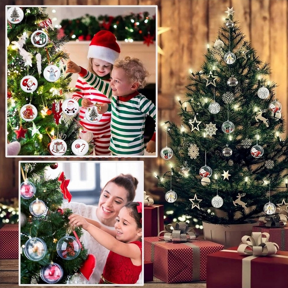XMAS Bombki akrylowe pełne bombka akrylowa kula pełna składana na choinkę ozdoba świąteczna 12cm 5szt - obrazek 6
