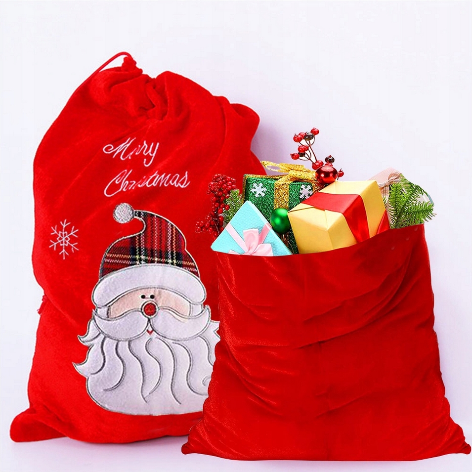 XMAS Świąteczny worek wór na prezenty prezent mikołaja ozdoba świąteczna premium XL - obrazek 2