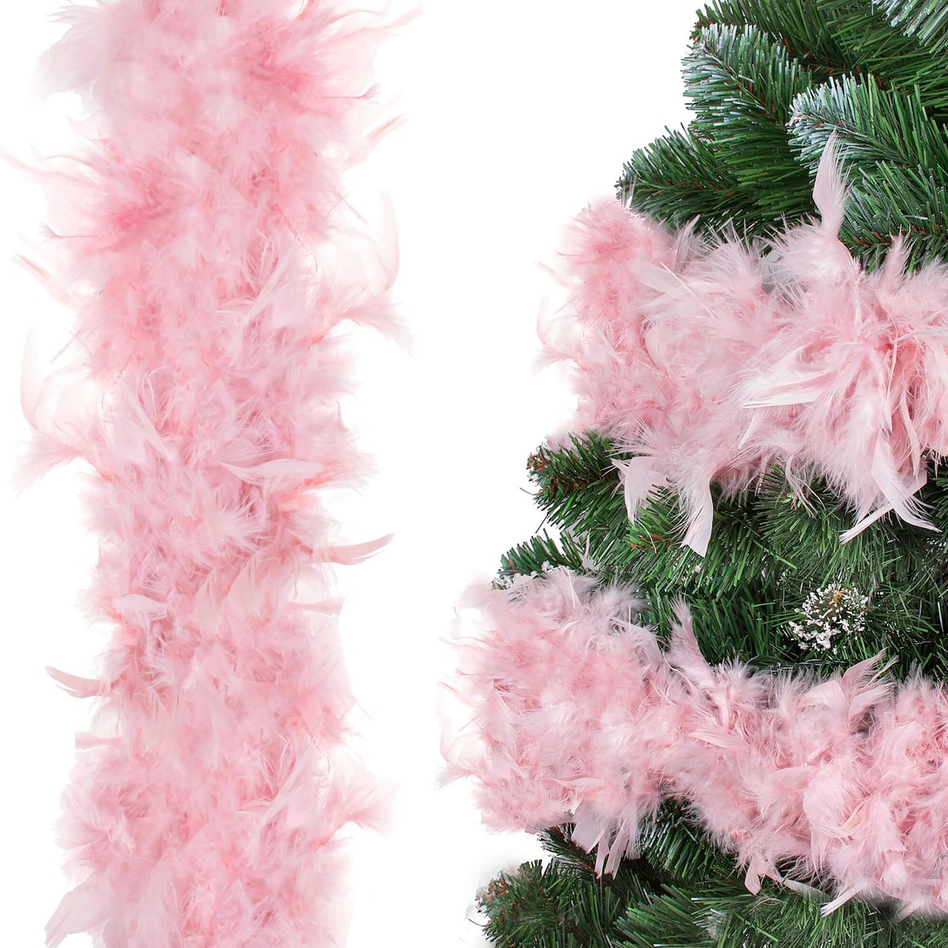 XMAS Boa z piór szal łańcuch choinkowy na choinkę girlanda choinkowa różowa 2m