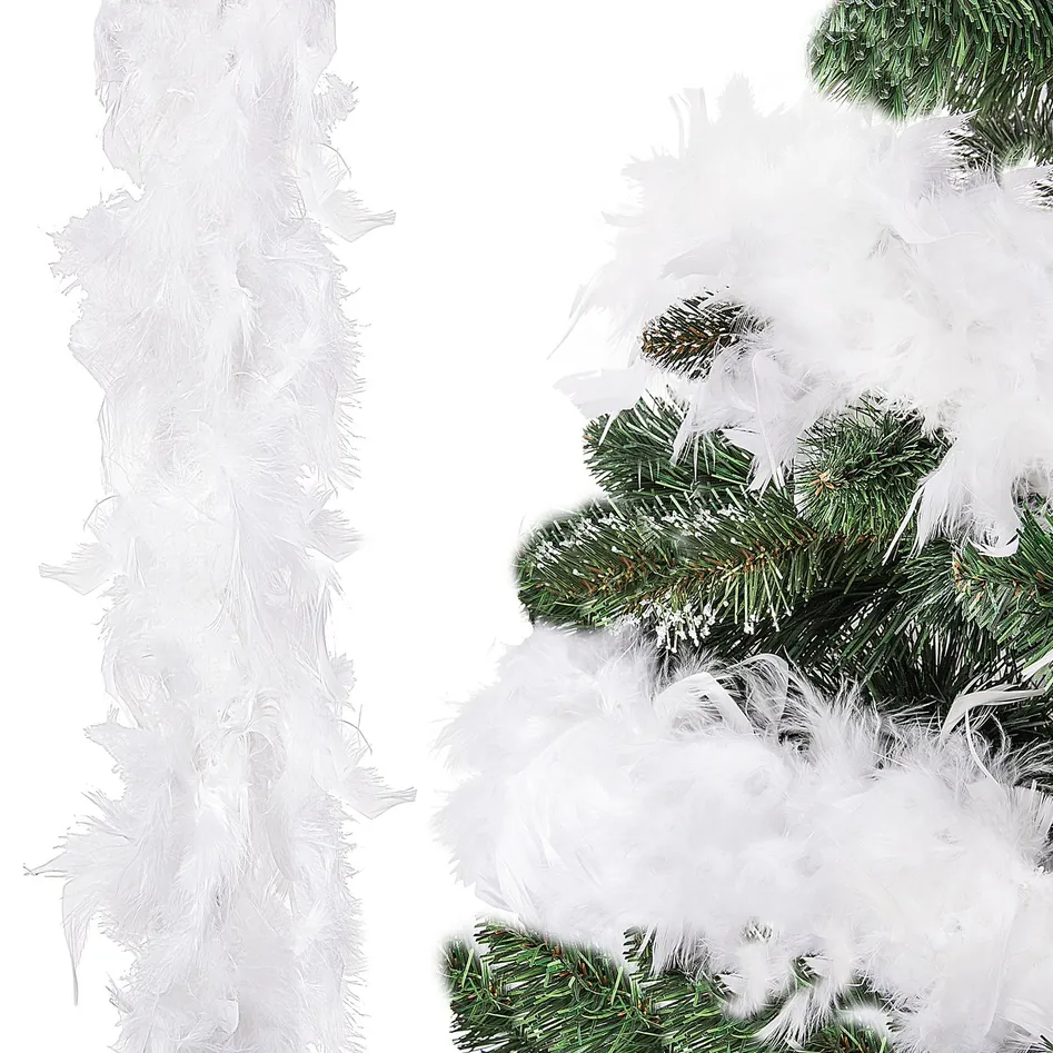 XMAS Boa z piór szal łańcuch choinkowy na choinkę girlanda choinkowa biała 2m