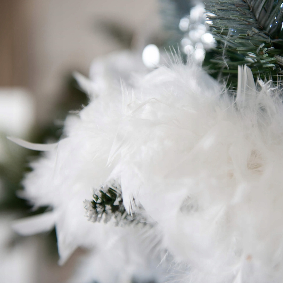 XMAS Boa z piór szal łańcuch choinkowy na choinkę girlanda choinkowa biała 2m - obrazek 2