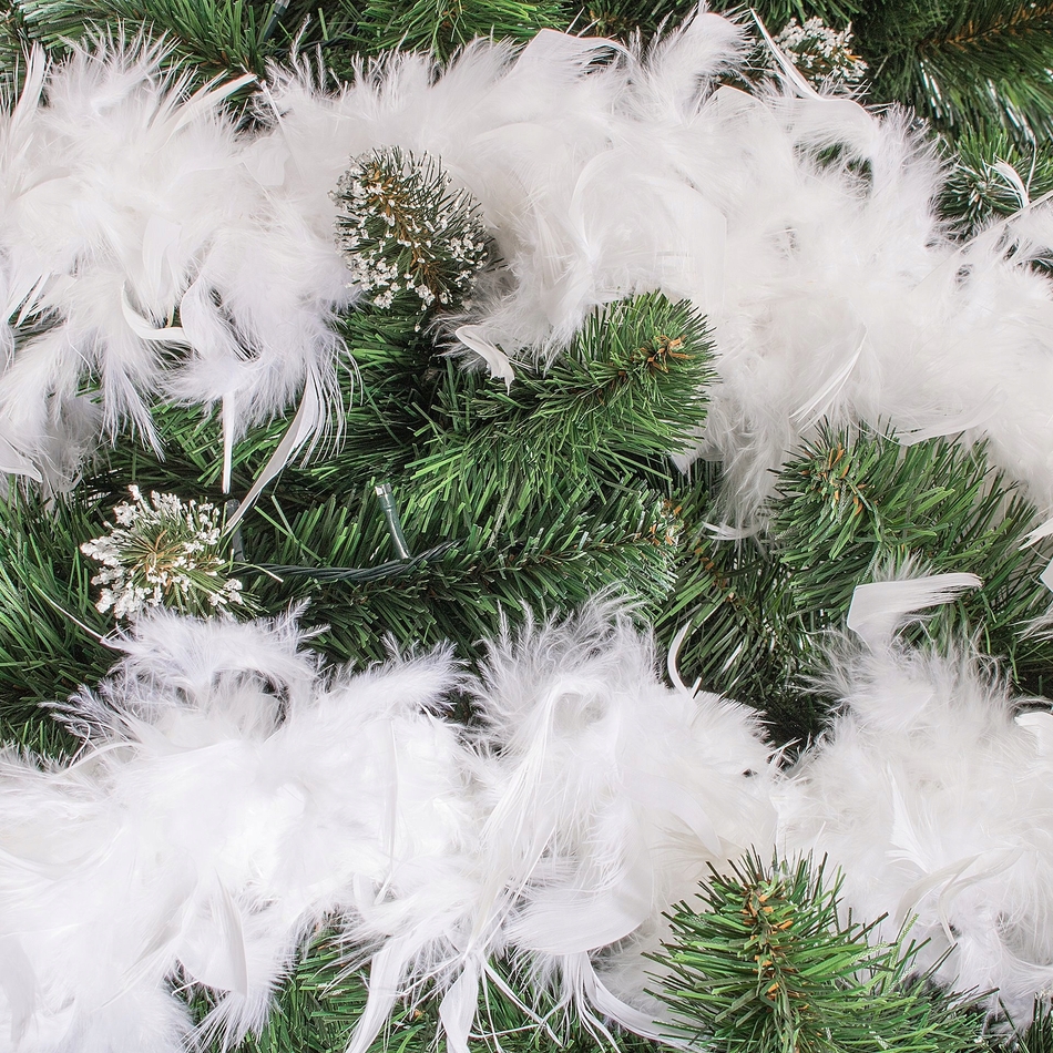 XMAS Boa z piór szal łańcuch choinkowy na choinkę girlanda choinkowa biała 2m - obrazek 6
