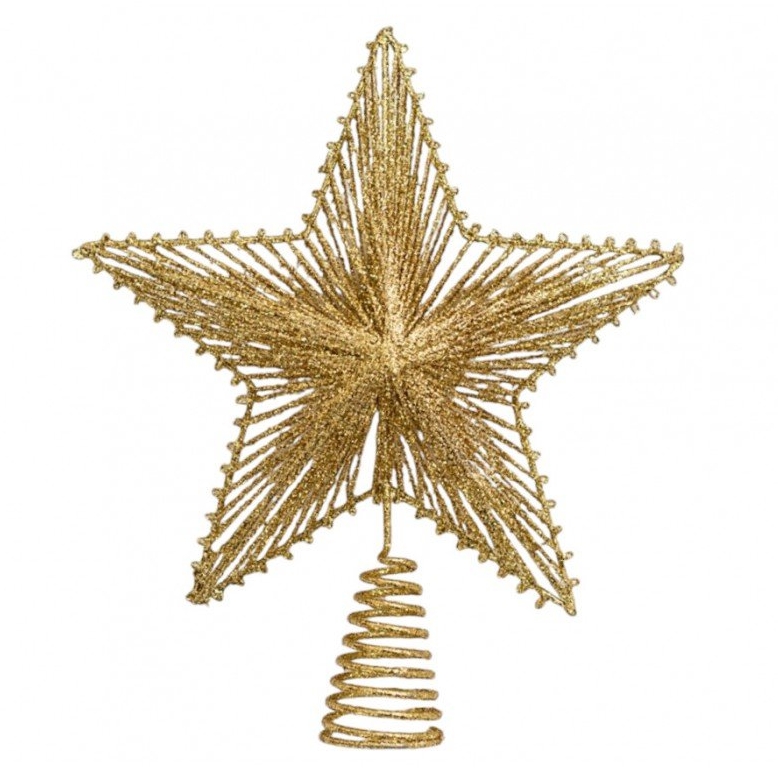 XMAS Gwiazda na choinkę czubek choinkowy złoty dekoracja ozdoba świąteczna 23cm - obrazek 2