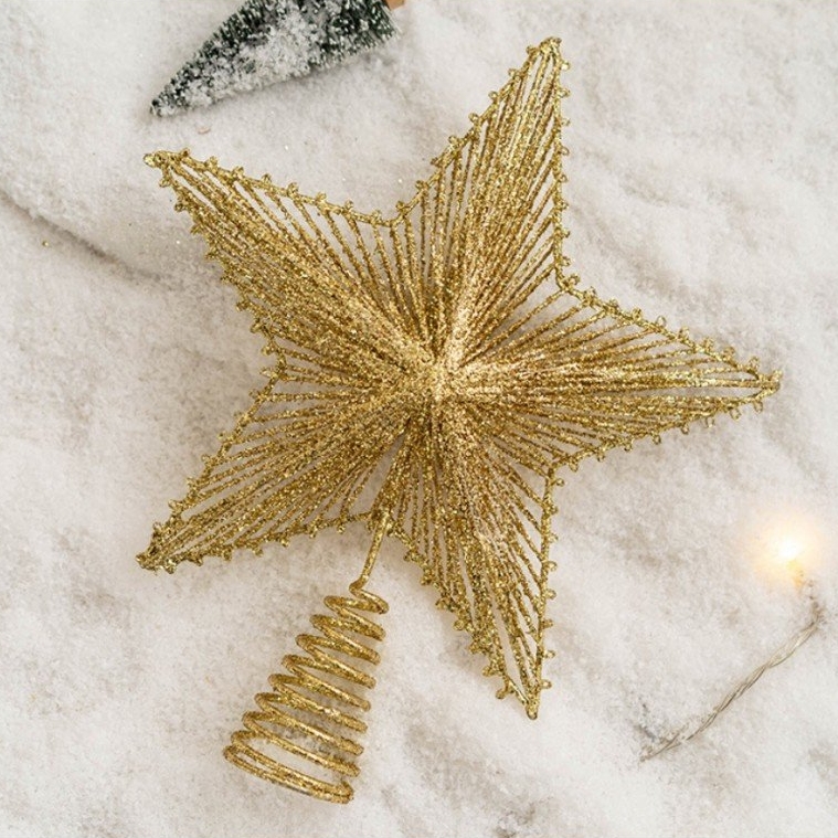 XMAS Gwiazda na choinkę czubek choinkowy złoty dekoracja ozdoba świąteczna 23cm - obrazek 4