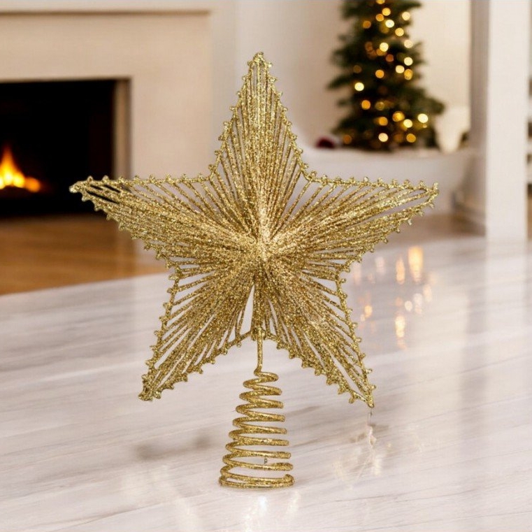 XMAS Gwiazda na choinkę czubek choinkowy złoty dekoracja ozdoba świąteczna 23cm - obrazek 5