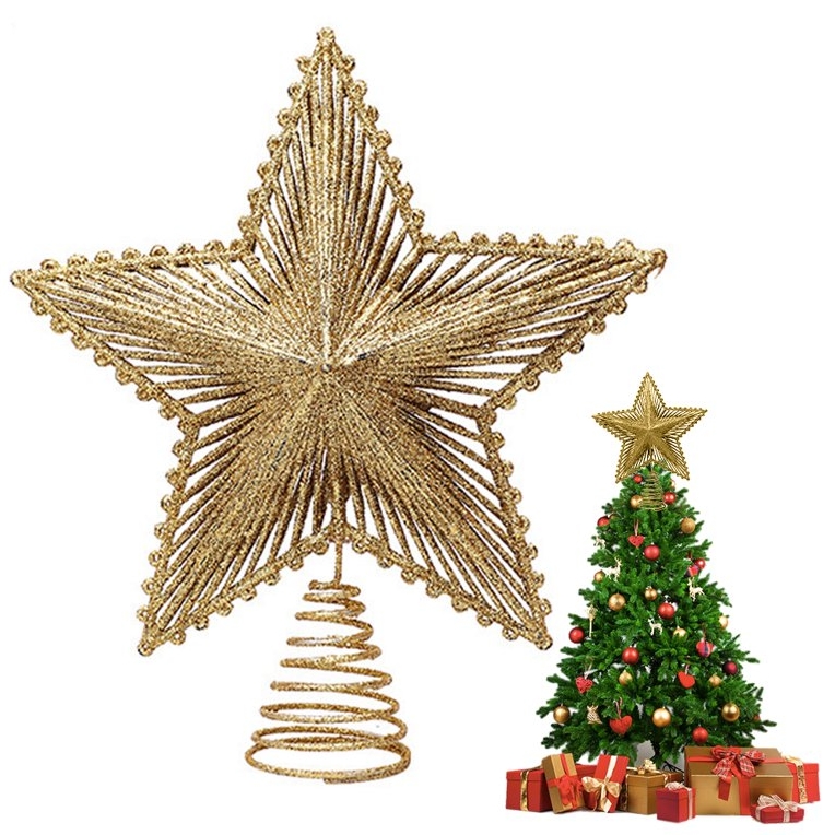 XMAS Gwiazda na choinkę czubek choinkowy złoty dekoracja ozdoba świąteczna 23cm